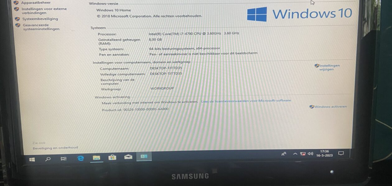 Computer met i7-4790 cpu, rx460 4gb gpu, 240gb ssd met windo